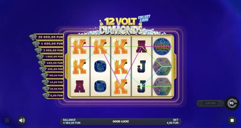 12 Volt Diamonds - მთავარი თამაშის ეკრანი 5x4 ბადით